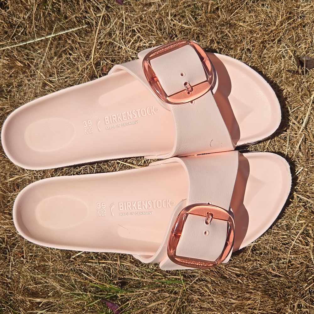 Birkenstock Madrid Pink Slide Sandals with Rose Buckles New Size US 8-8.5 Chic - Picture 14 of 14